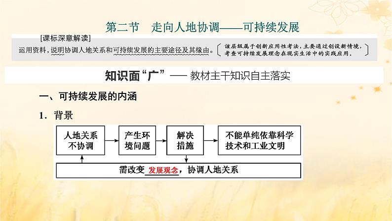 新课标2023版高考地理一轮总复习第十三章环境与发展第二节走向人地协调_可持续发展课件第1页