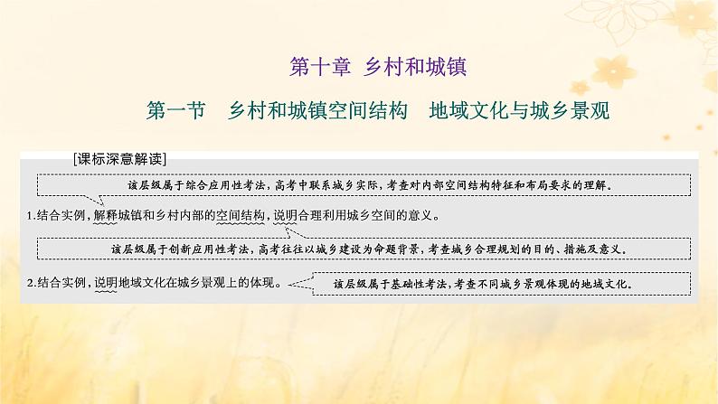 新课标2023版高考地理一轮总复习第十章乡村和城镇第一节乡村和城镇空间结构地域文化与城乡景观课件01