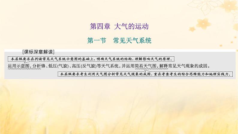 新课标2023版高考地理一轮总复习第四章大气的运动第一节常见天气系统课件01