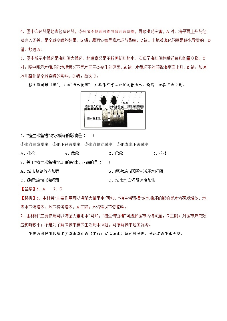 4.1.1 水循环（第一课时）（课时作业）-2022-2023学年高一地理上册同步备课系列（湘教版2019必修第一册）（解析版）第2页