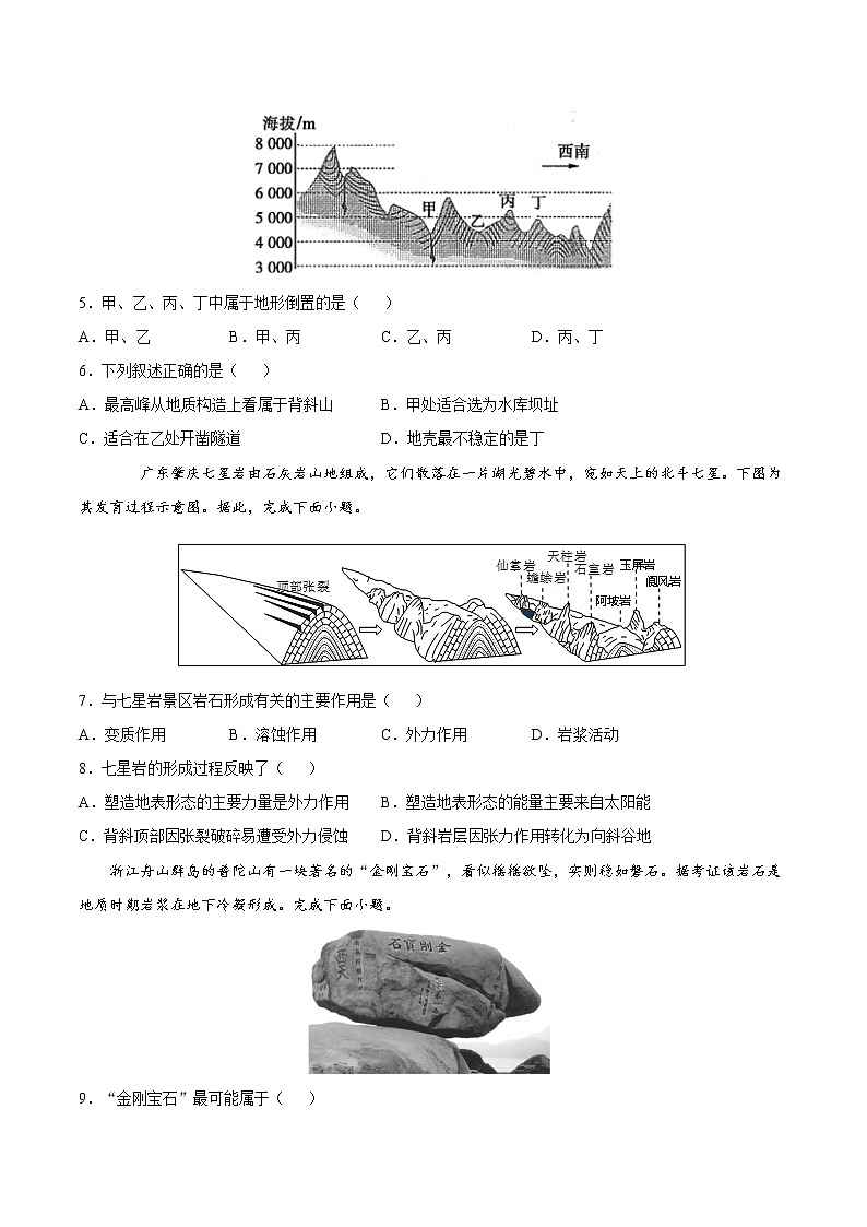 2.2地形变化的动力（练习）-2022-2023学年高二地理同步备课系列（鲁教版2019选择性必修1）02