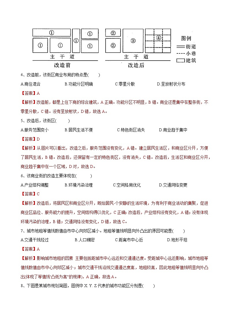 2.1 城市内部空间结构（练习）-2022-2023学年高一地理同步备课系列（人教版必修2）（解析版）02
