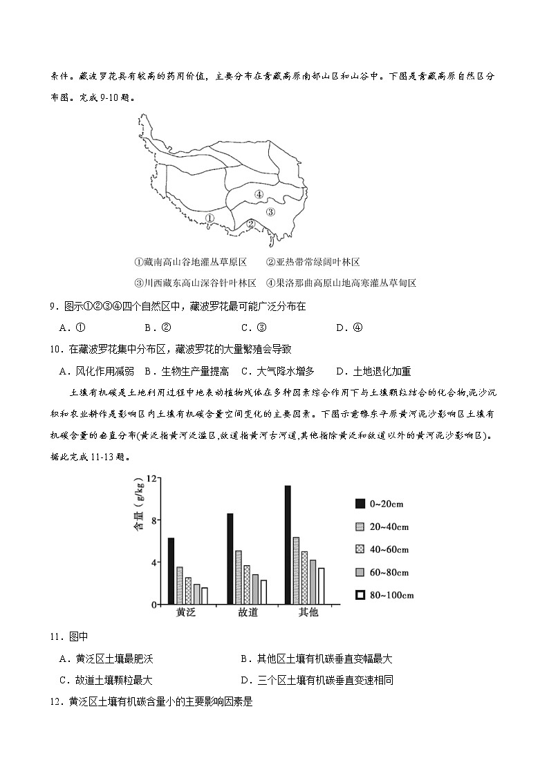 第五章 植被与土壤（基础过关）-2020-2021学年高一地理单元测试定心卷（新教材人教版必修1）（原卷版）第3页