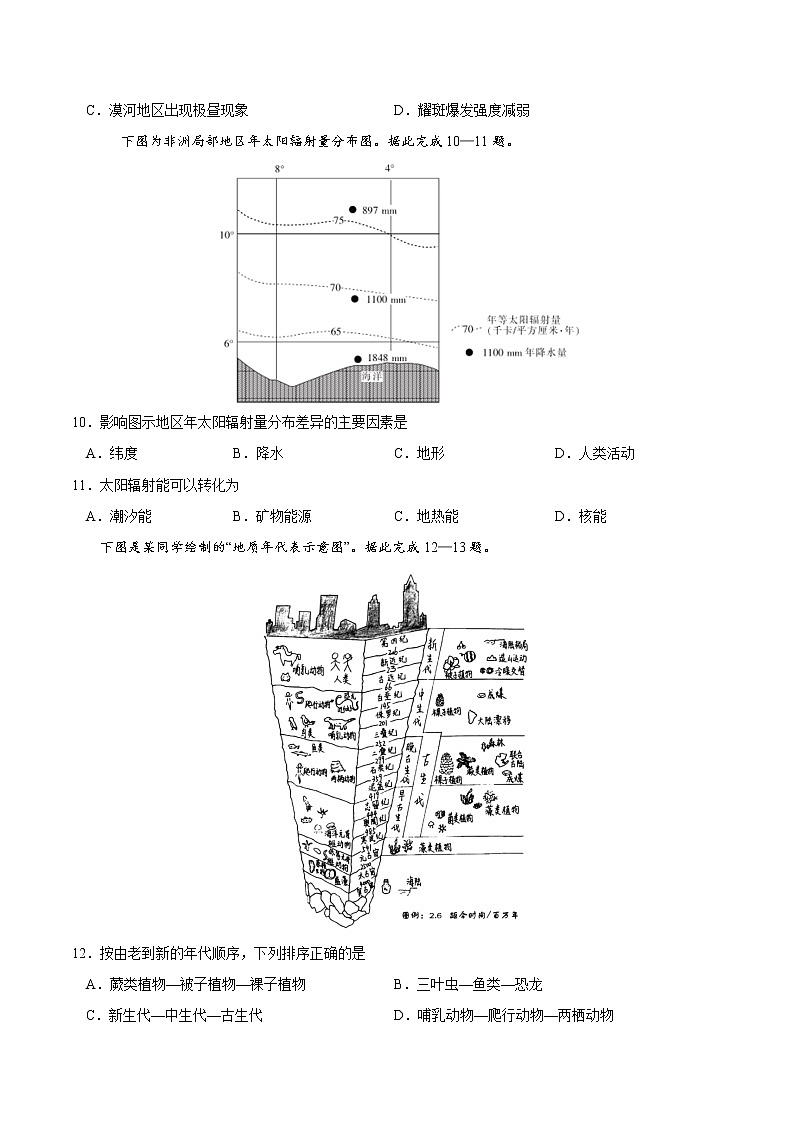 第一章  宇宙中的地球（能力提升）2020-2021学年高一地理单元测试定心卷（新教材人教版必修1）（原卷版）第3页