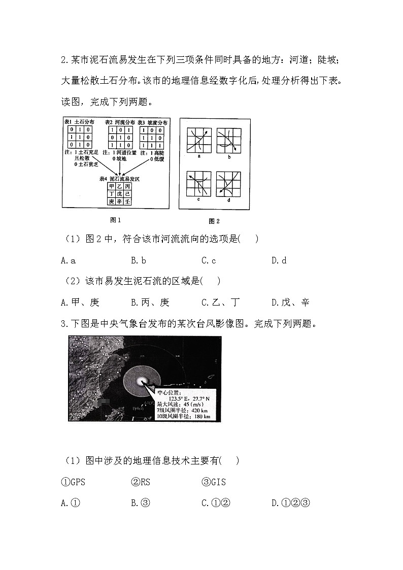 2020-2021学年高中地理人教版（2019）必修一同步课时作业：第六章 自然灾害 第四节 地理信息技术在防灾减灾中的应用第2页