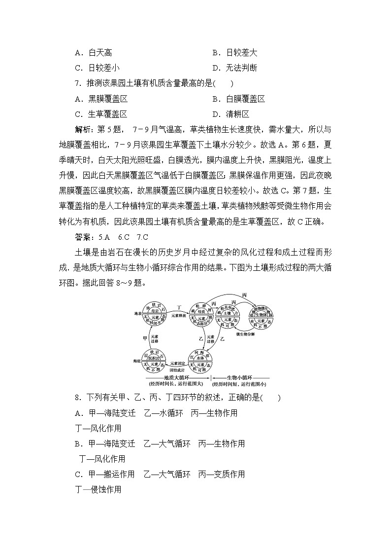 5.2 土壤的形成 练习-2022-2023学年湘教版（2019）高中地理必修第一册（原卷+解析）03