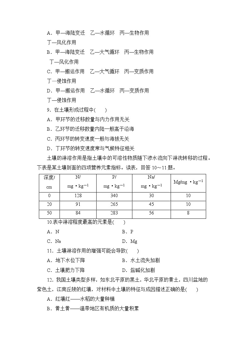 5.2 土壤的形成 练习-2022-2023学年湘教版（2019）高中地理必修第一册（原卷+解析）03