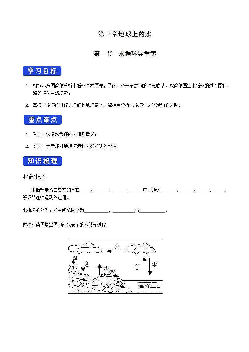 【新教材精创】3.1 水循环导学案（2）-人教版高中地理必修第一册01