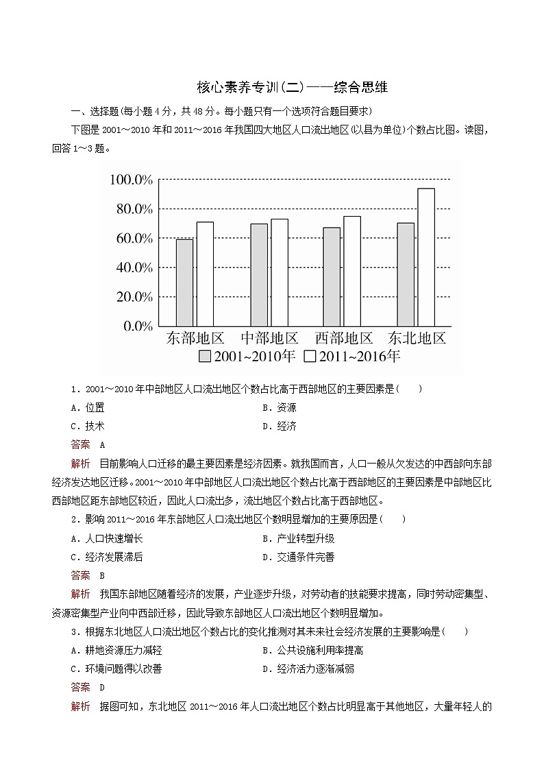 人教版高中地理必修第二册核心素养专训（2）含答案第1页