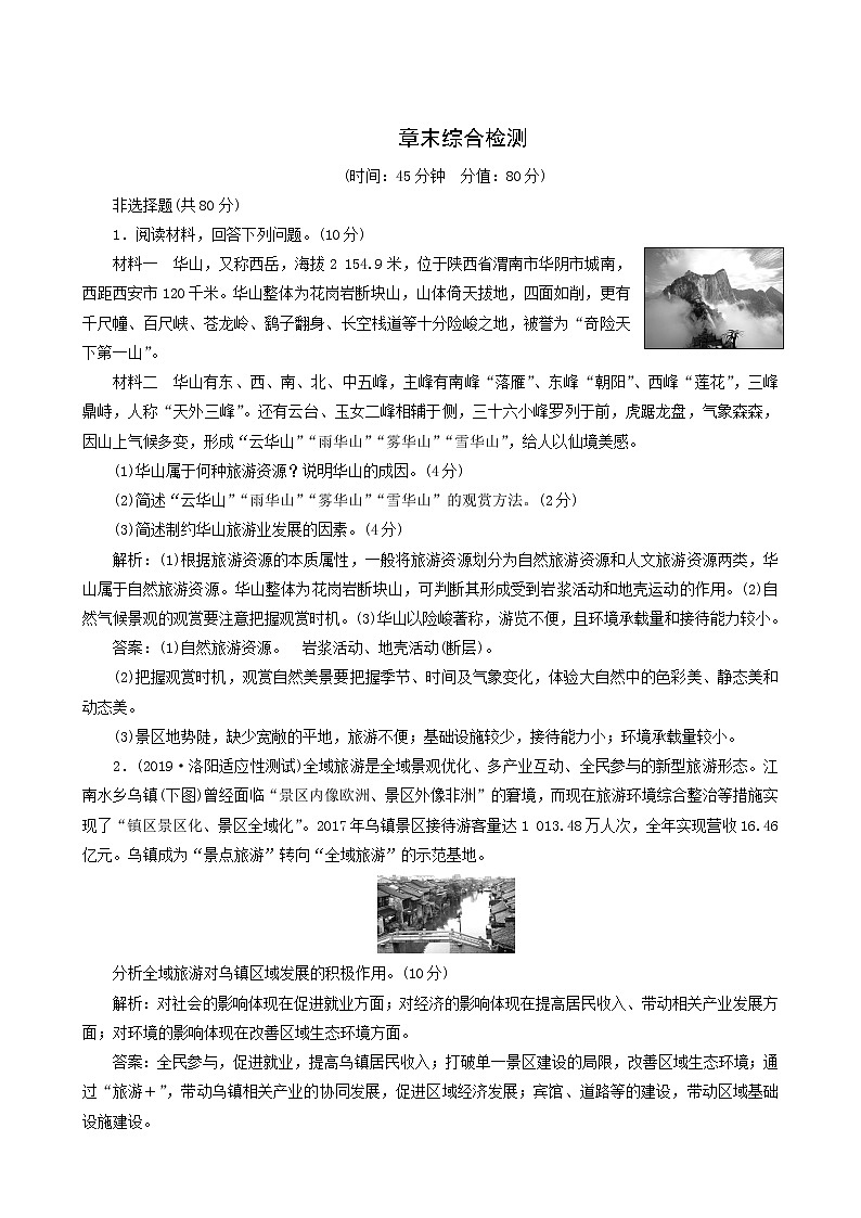 高考地理一轮复习选修3旅游地理章末综合检测含答案第1页