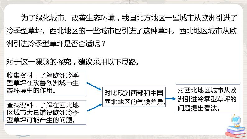 第五章 问题研究《如何看待我国西北地区城市引进欧洲冷季型草坪》课件+教学设计03