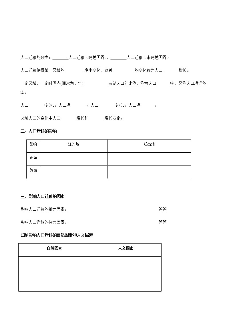 高中地理必修二 1.2 人口迁移导学案新第2页