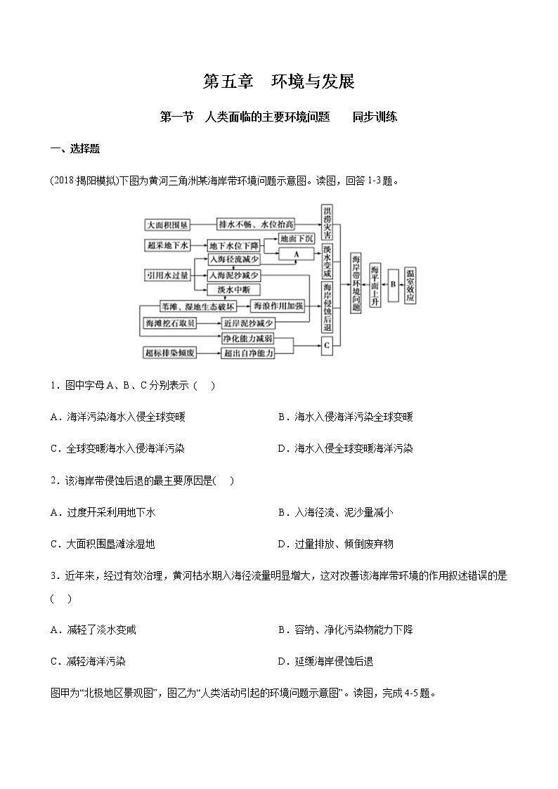 高中地理必修二 5.1 人类面临的主要环境问题 同步训练（无答案）01