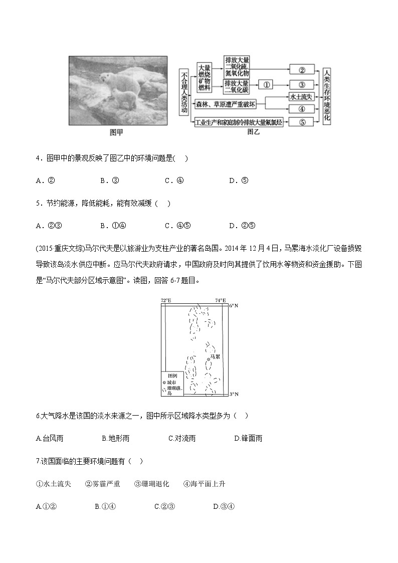 高中地理必修二 5.1 人类面临的主要环境问题 同步训练（无答案）02