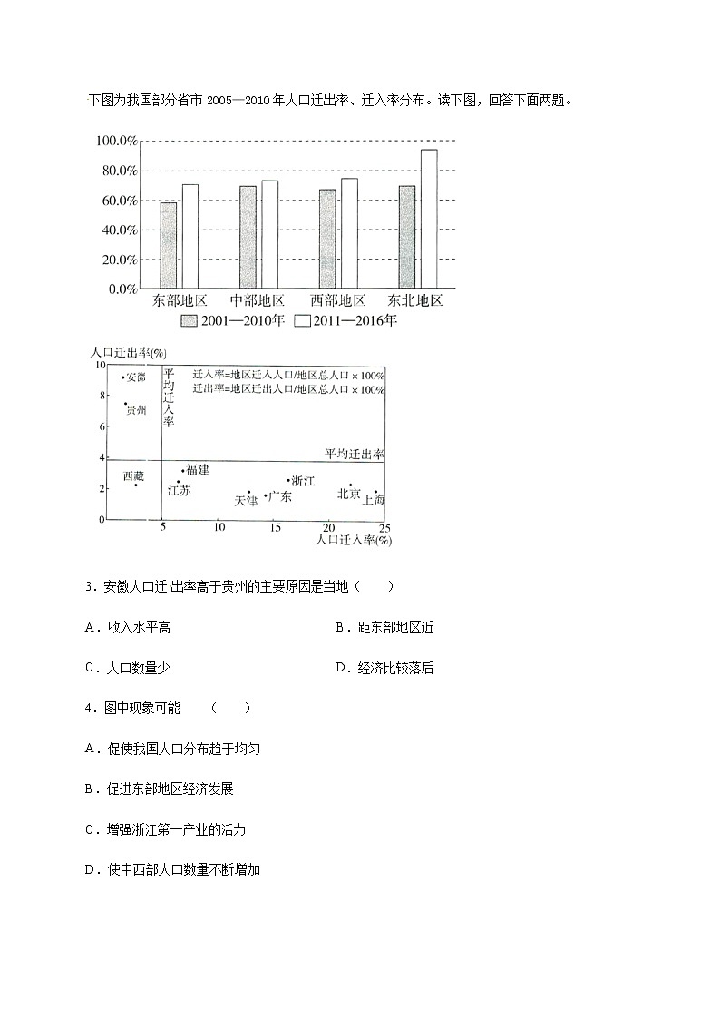 高中地理必修二 山东省临朐县第五中学高一同步练习1.2人口迁移第2页