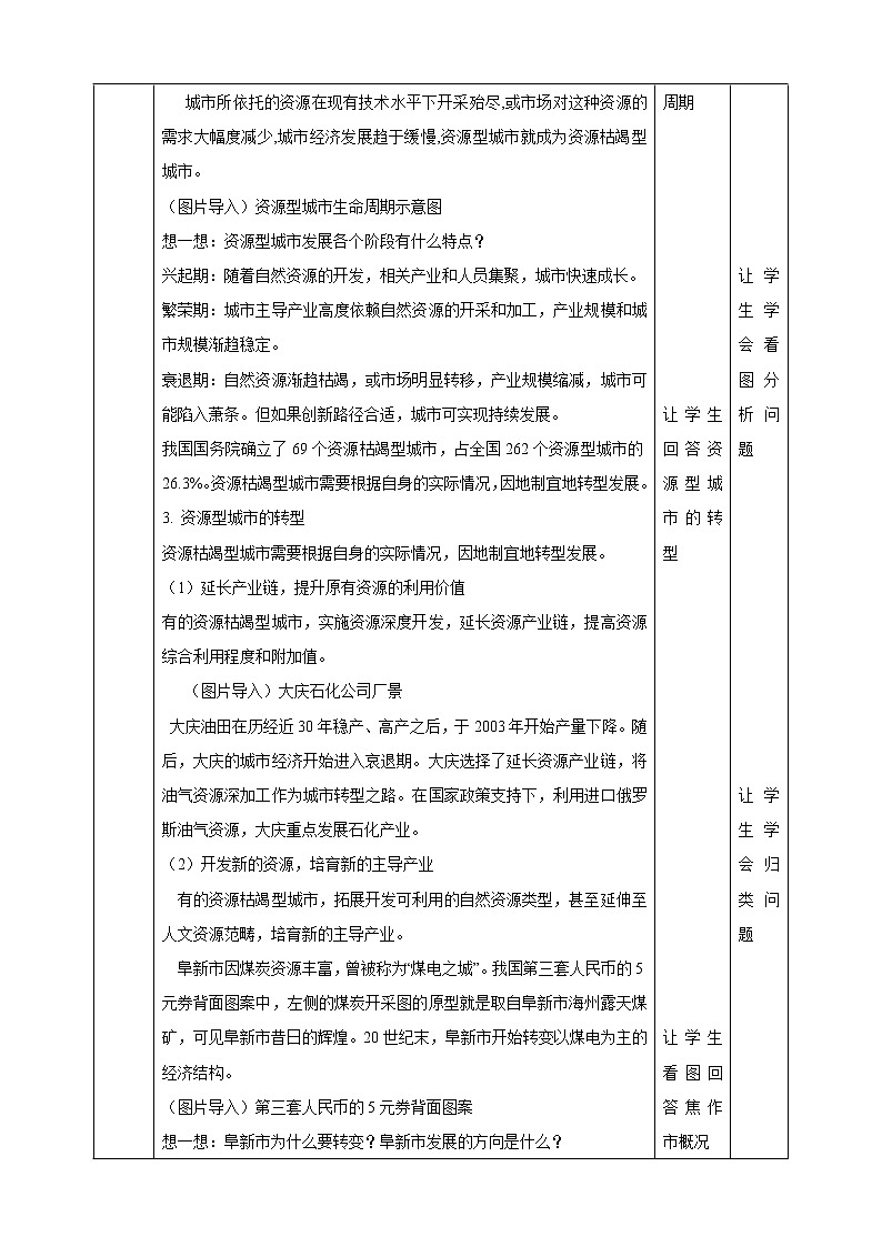 高中地理选择性必修二 2.3资源枯竭型城市的转型发展教学设计第2页