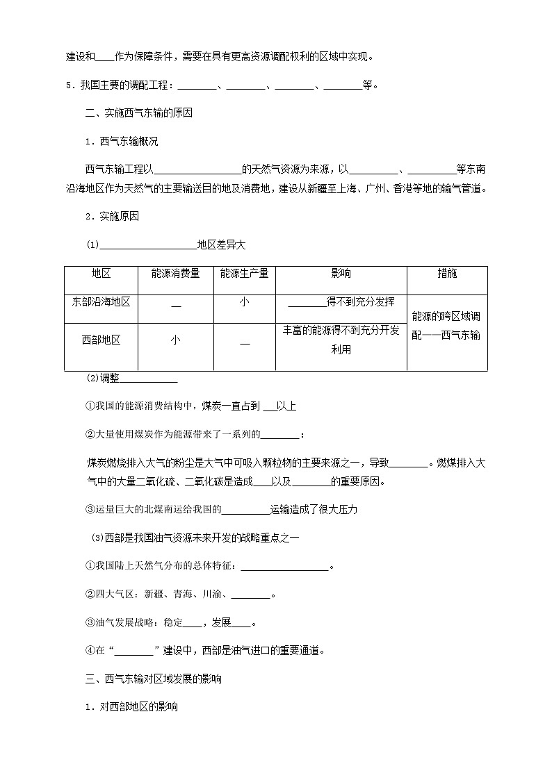 高中地理选择性必修二 4.2资源跨区域调配导学案02