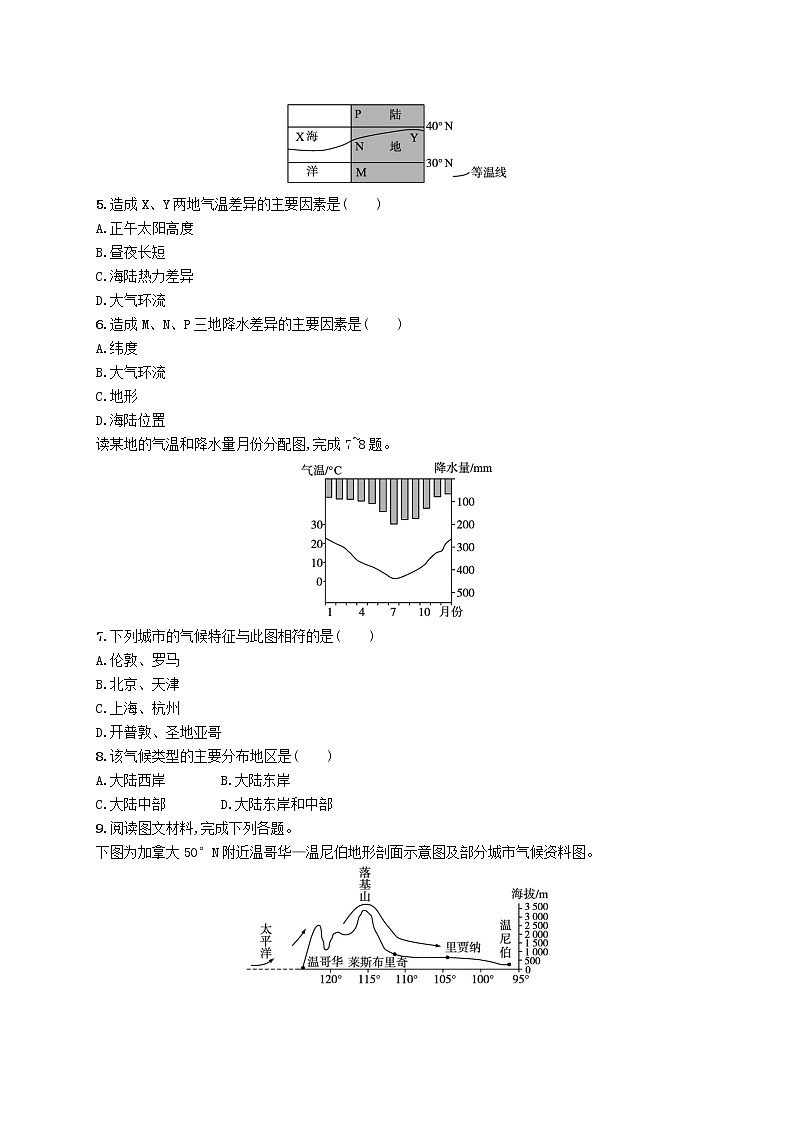 2022—2023学年新教材高中地理鲁教版选择性必修1第三单元大气变化的效应单元活动分析判断气候类型（课件+课后习题）02