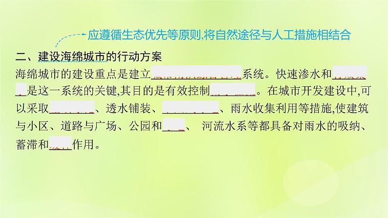 2022—2023学年新教材高中地理鲁教版选择性必修1第四单元水体运动的影响单元活动建设海绵城市（课件+课后习题）08