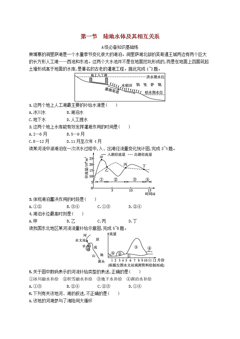 2022—2023学年新教材高中地理鲁教版选择性必修1第四单元水体运动的影响第一节陆地水体及其相互关系（课件+课后习题）01