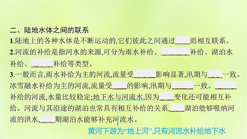 2022—2023学年新教材高中地理鲁教版选择性必修1第四单元水体运动的影响第一节陆地水体及其相互关系（课件+课后习题）07