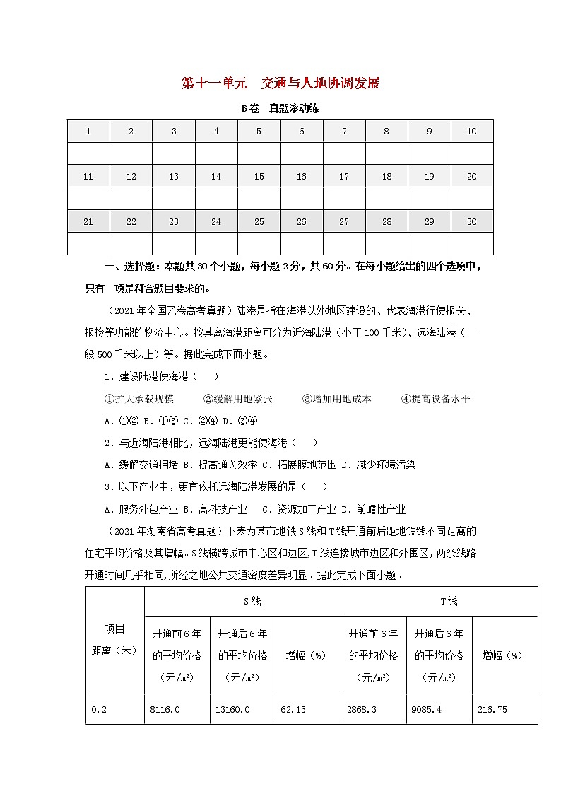 2023届高考地理一轮复习双优单元滚动双测卷交通与人地协调发展B卷第1页