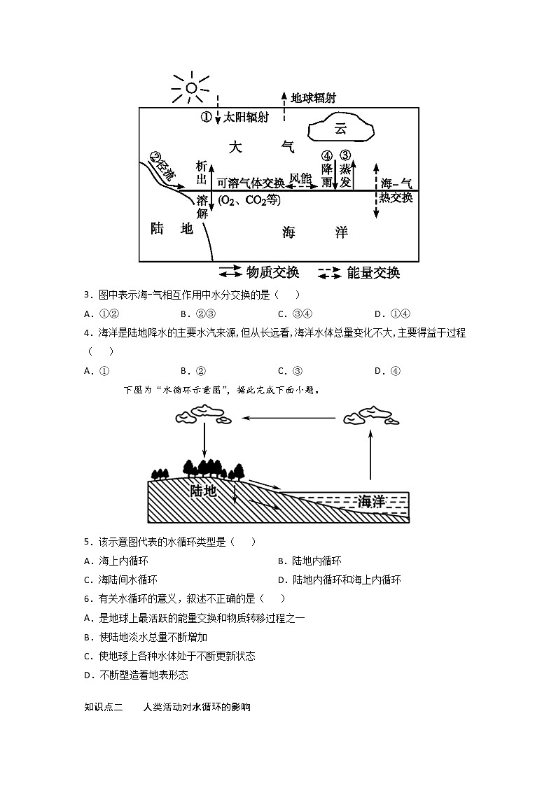 3.1 水循环 -2022-2023学年高一地理过关提优分层练（人教版2019必修第一册）（原卷版）第2页