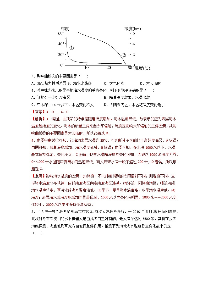 3.2 海水的性质 -2022-2023学年高一地理过关提优分层练（人教版2019必修第一册）02