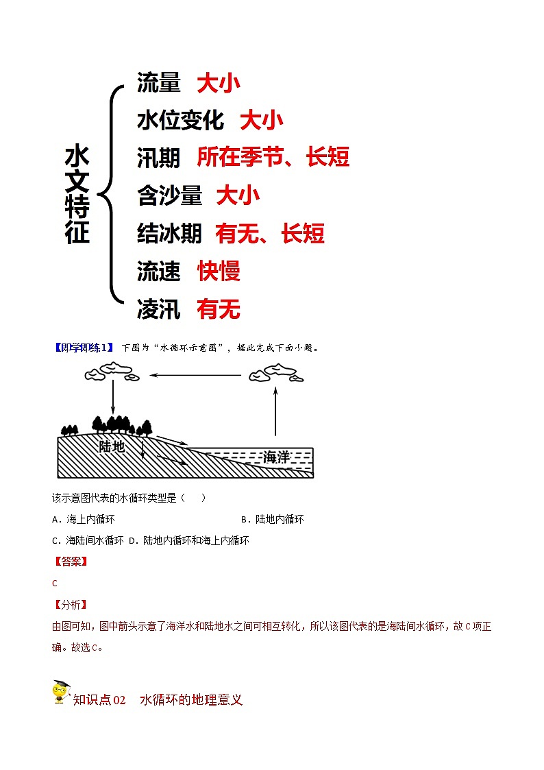 高中地理必修一 3.1 水循环（含答案） 试卷03