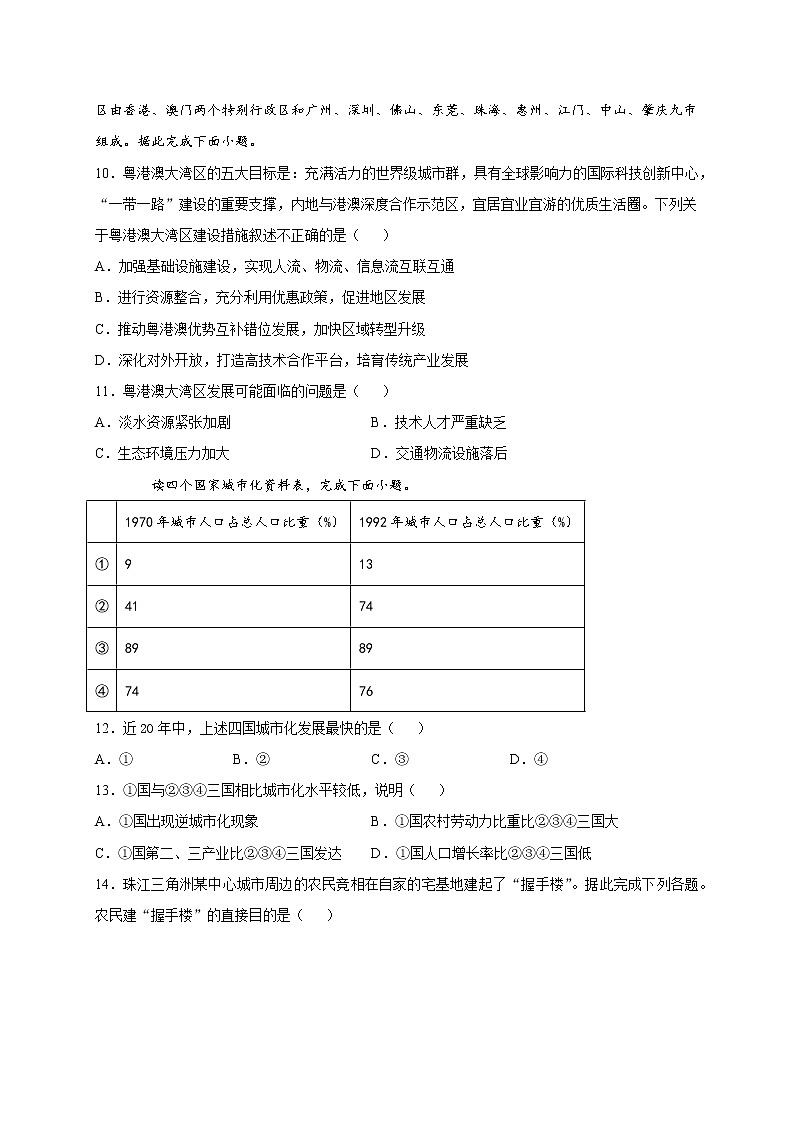 高中地理必修二 第二章 乡村和城镇 单元检测试卷(一)第3页