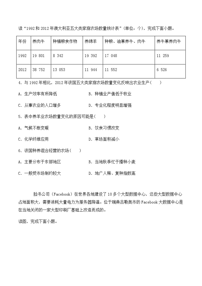 高中地理必修二 第三章《产业区位因素》检测题（含答案）第2页