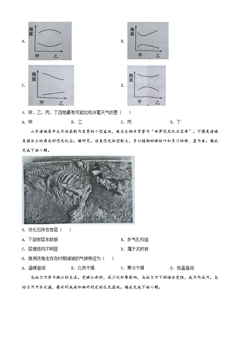 高中地理必修二 精品解析山东省滨州市2019-2020学年高一下学期期末试题（无答案）第2页