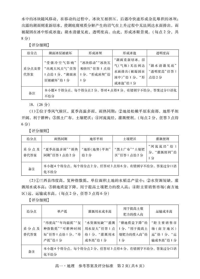 2022汕尾高一下学期期末考试地理含答案02