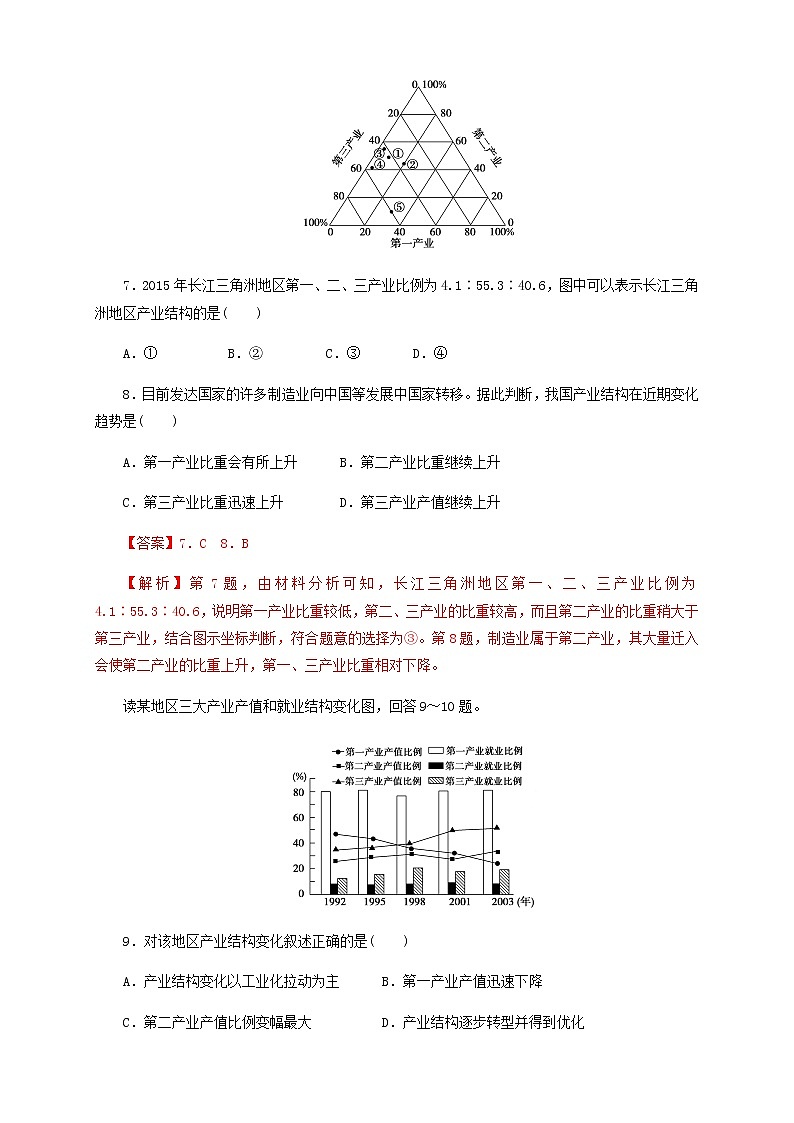 高中地理选择性必修二 3.2地区产业结构的变化同步训练 (含答案)第3页