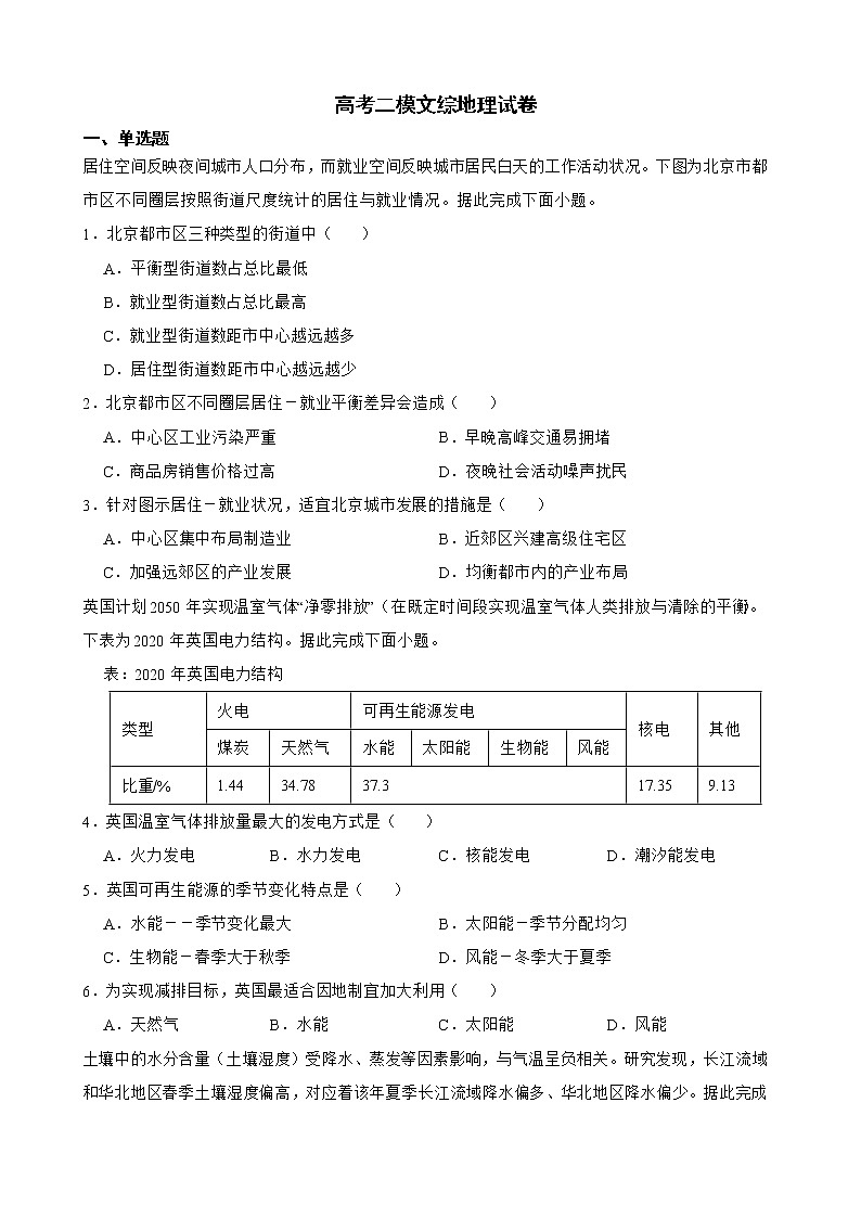 四川省遂宁市2022届高考二模文综地理试卷解析版01
