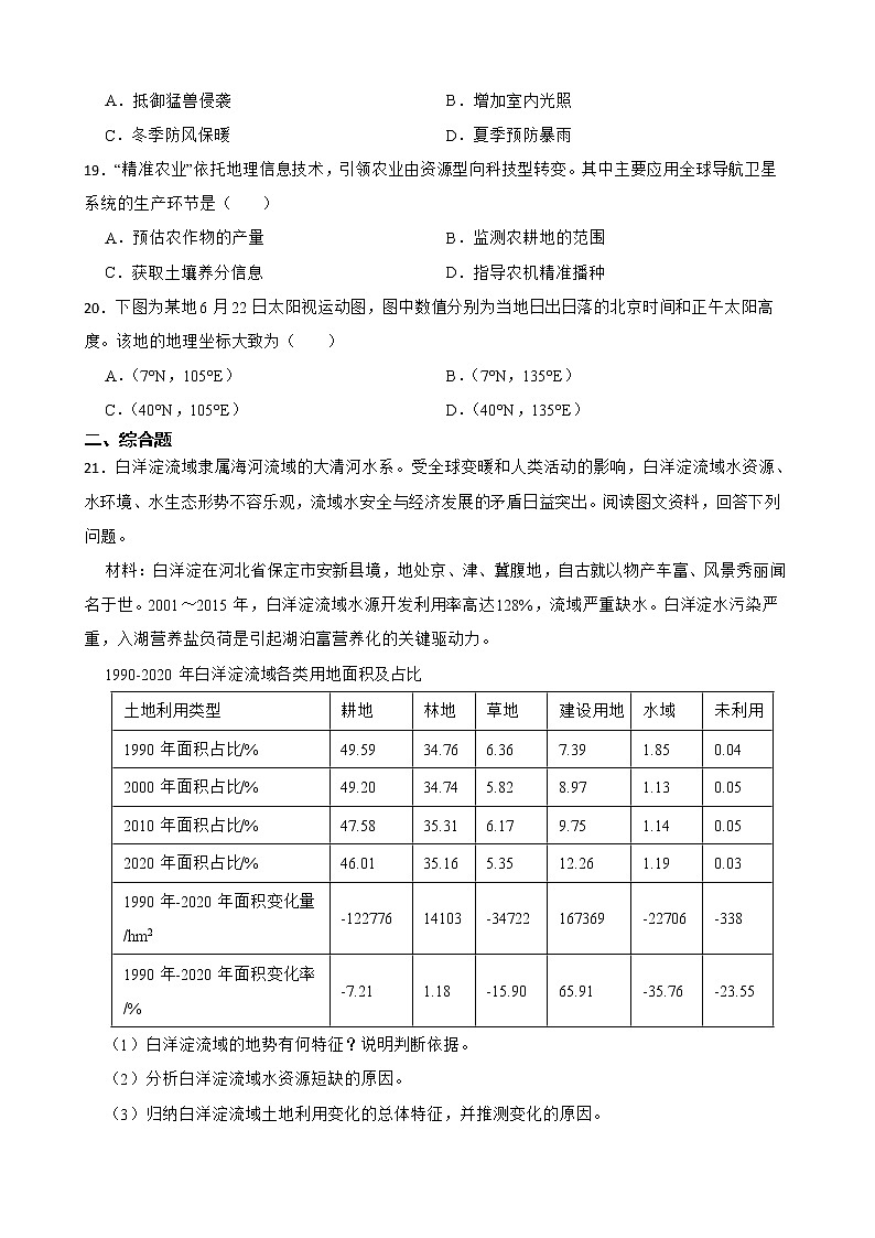 上海市徐汇区2022届高考二模地理试卷解析版03