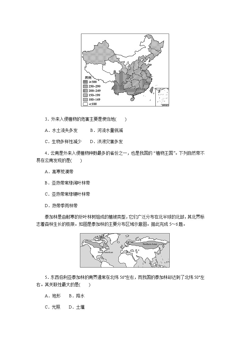鲁教版高中地理必修第一册生物圈与植被课后作业提升602