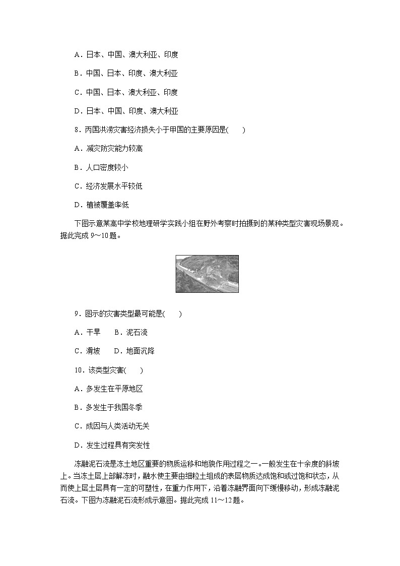 鲁教版高中地理必修第一册自然灾害的成因课后作业提升1103