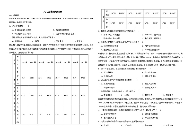 福建省莆田市2022届高考三模地理试卷解析版01