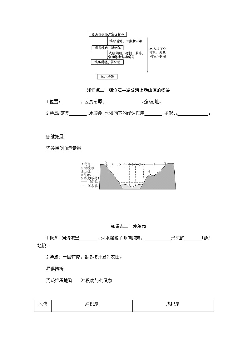 鲁教版高中地理必修第一册3.3探秘澜沧江—湄公河流域的河流地貌导学案02
