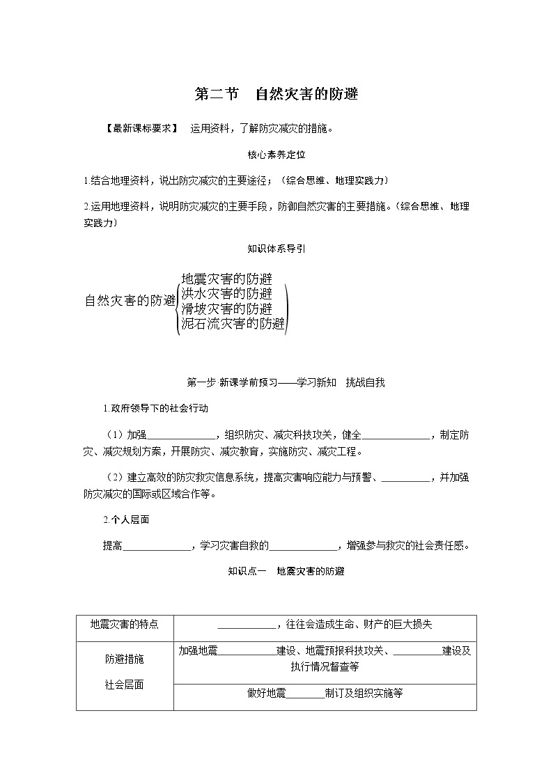 鲁教版高中地理必修第一册4.2自然灾害的防避导学案01