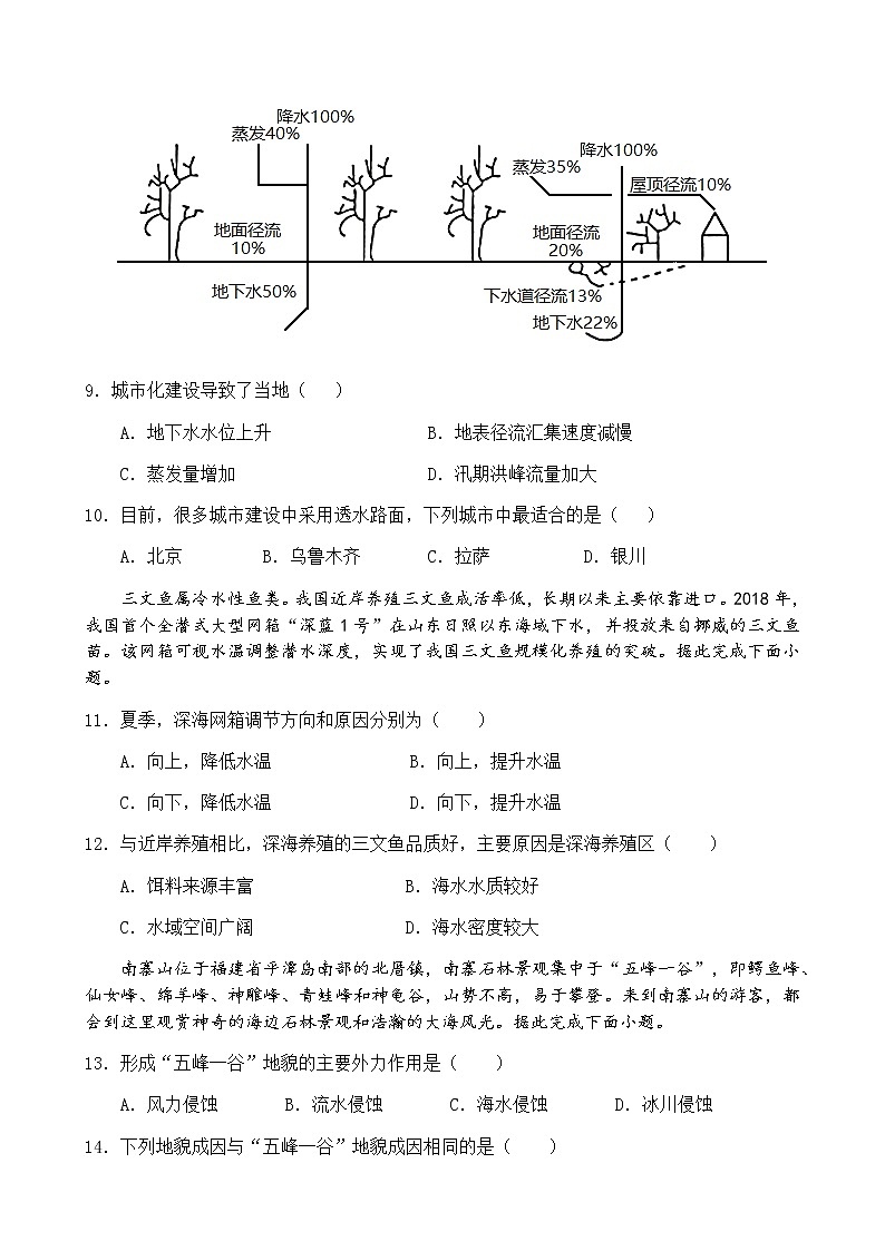 2021-2022学年福建省莆田一中高一下学期期末考试地理试题含答案03
