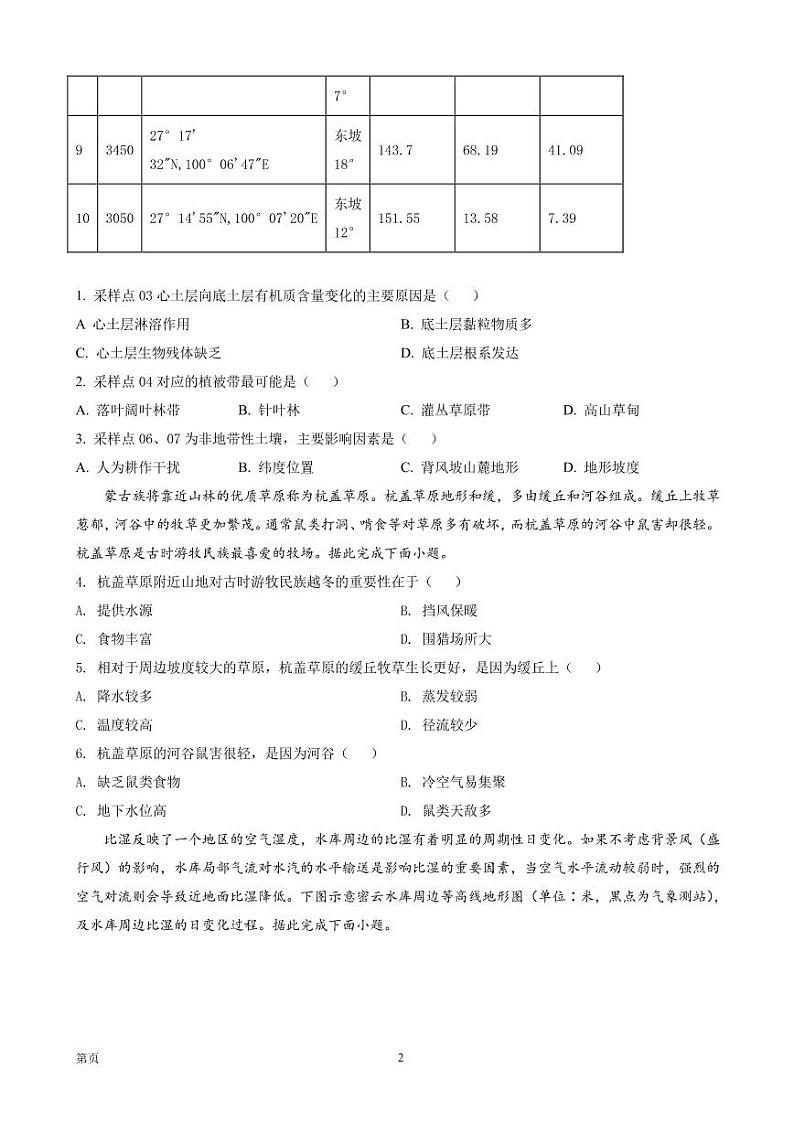 2023届湖南省长沙市雅礼中学高三上学期第一次摸底考试地理试题（PDF版）02