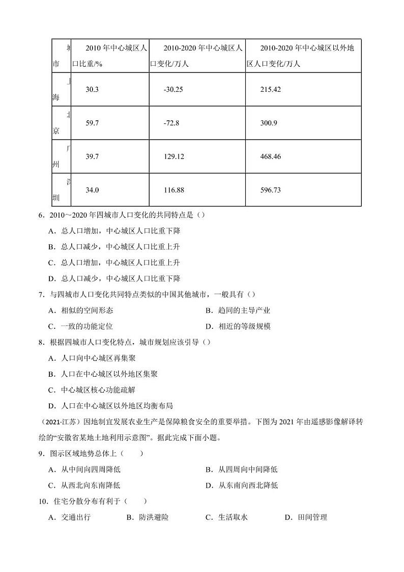 高考地理真题汇编（2018年-2022年）专题24 城乡地域文化与城乡规划（附解析）02