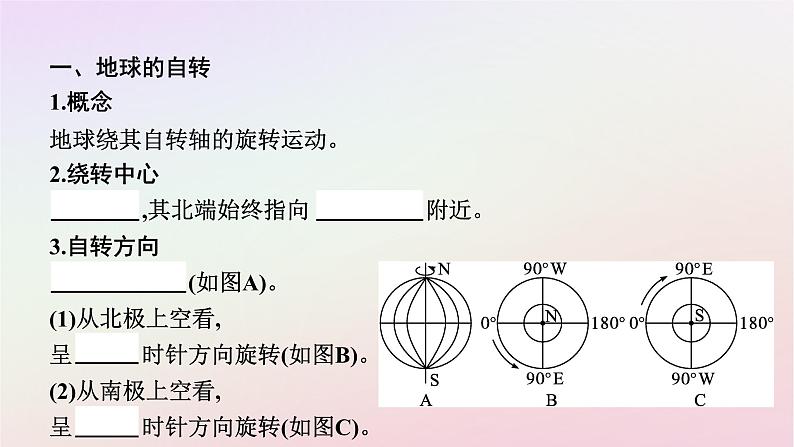 广西专版新教材高中地理第1章地球的运动第1节地球的自转和公转课件新人教版选择性必修106