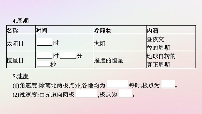 广西专版新教材高中地理第1章地球的运动第1节地球的自转和公转课件新人教版选择性必修107