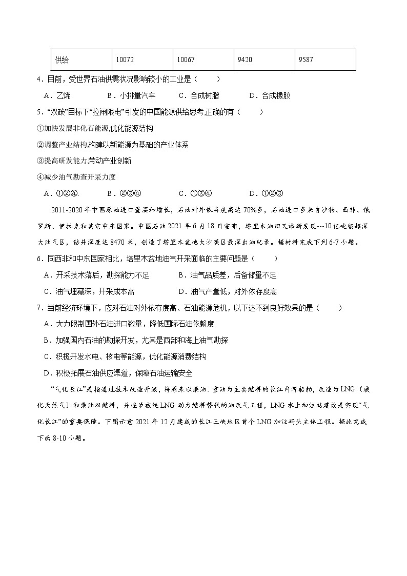 2.2 中国的能源安全（练习）-2022-2023学年高二地理同步备课系列（人教版2019选择性必修3）02