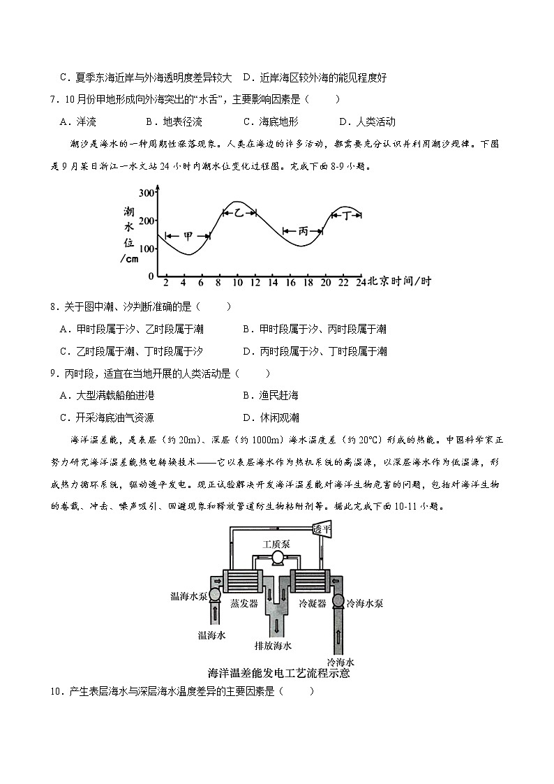 2.4 海洋空间资源开发与国家安全（练习）（原卷版）2022-2023学年高二地理同步备课系列（人教版2019选择性必修3）第3页