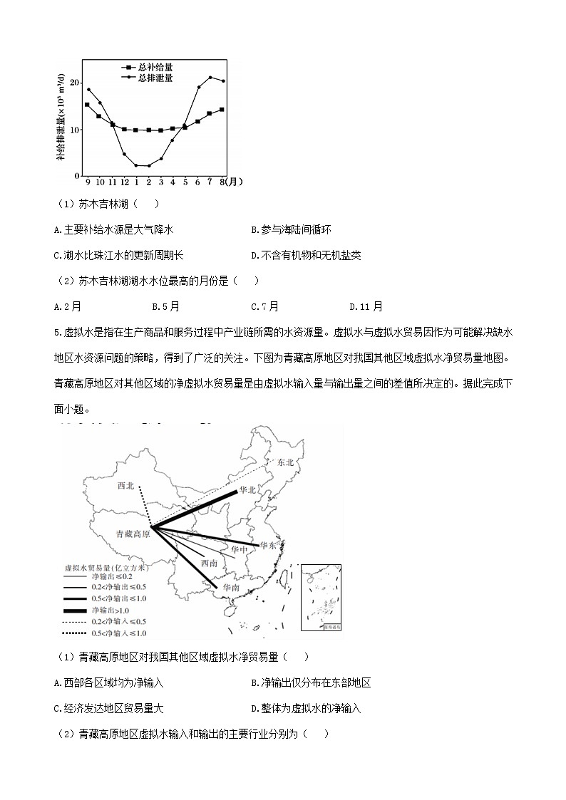 通用版2023届高考地理一轮复习创新素养限时练自然界的水循环03