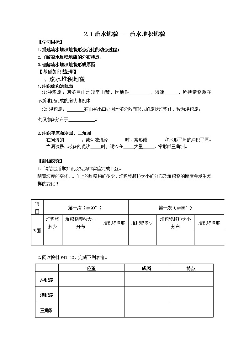 2.1流水地貌流水堆积地貌（第二课时） 学案01